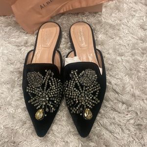Alberta Ferretti black velvet mule